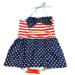 Arshiner Patriotic one piece bathing suit with halter straps! NWT‎ super cute!